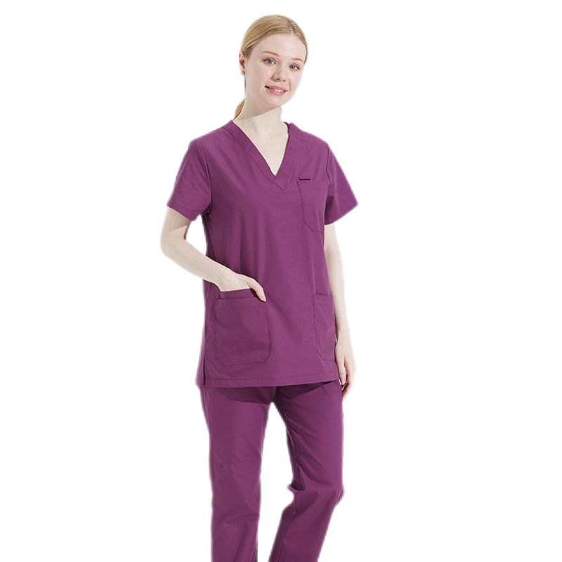 Male Classic Scrub Set in Polyester Cotton Nurse Uniform Hospital Wear Multiple Pockets Elastic Waistband