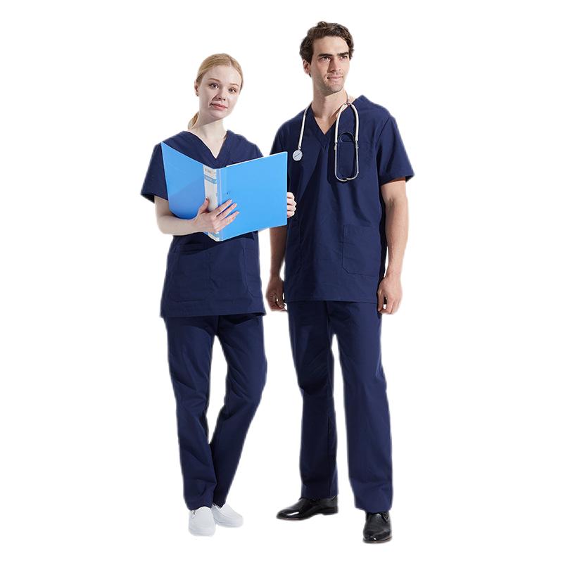Female Classic Scrub Set in Polyester Cotton Nurse Uniform Hospital Wear Multiple Pockets Elastic Waistband