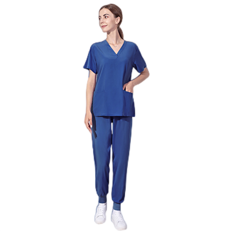 Female V Neck Stretch Scrub Set Medical Uniform Nurse Uniform Hospital Wear Wicking Elastic Waistband