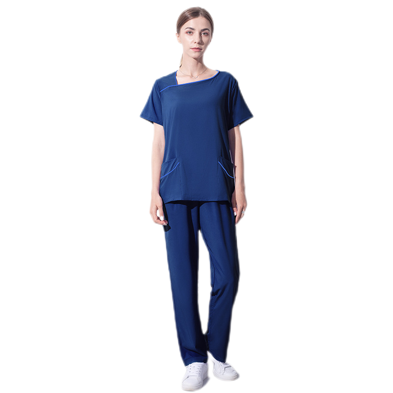 Female Y Neck Stretch Scrub Set Medical Uniform Nurse Uniform Hospital Wear Wicking Elastic Waistband