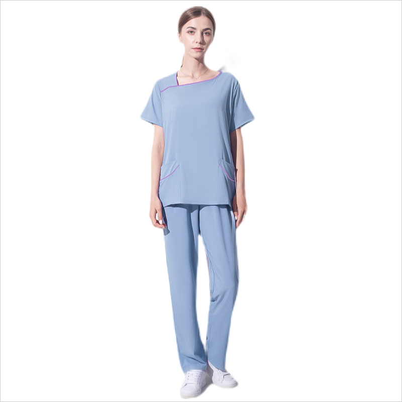 Female Y Neck Stretch Scrub Set Medical Uniform Nurse Uniform Hospital Wear Wicking Elastic Waistband