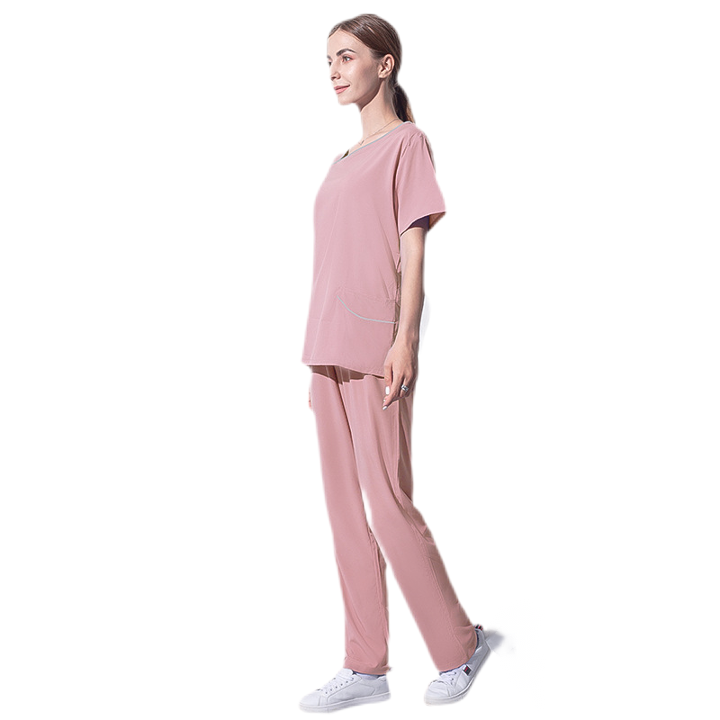 Female Y Neck Stretch Scrub Set Medical Uniform Nurse Uniform Hospital Wear Wicking Elastic Waistband